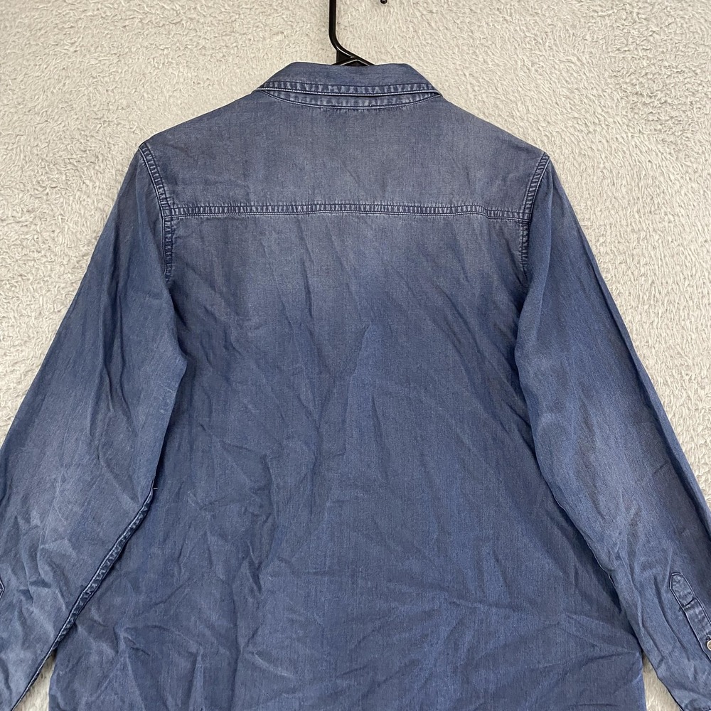 Sundance Chambray Top Womens Medium Blue Button Up‎ Pintuck Shirt Western - Picture 10 of 12
